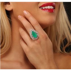 14KT White Gold 8.59ct Emerald and Diamond Ring