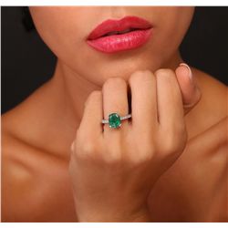 14KT White Gold 2.32ct Emerald and Diamond Ring