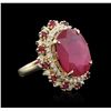 Image 4 : 14KT Yellow Gold 11.83ctw Ruby and Diamond Ring