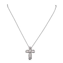 18KT White Gold 1.28ctw Diamond Cross Pendant With Chain