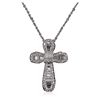 Image 2 : 18KT White Gold 1.28ctw Diamond Cross Pendant With Chain