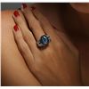 Image 2 : Platinum 24.10ct Blue Star Sapphire and Diamond Ring