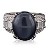 Image 3 : Platinum 24.10ct Blue Star Sapphire and Diamond Ring