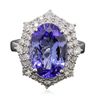 Image 1 : 14KT White Gold 5.20ct Tanzanite and Diamond Ring