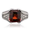 Image 1 : 14KT White Gold 3.50ct Garnet and Diamond Ring