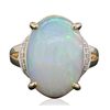 Image 1 : 14KT Yellow Gold Opal and Diamond Ring