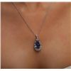 Image 2 : 18KT White Gold 8.69ct Tanzanite and Diamond Pendant With Chain