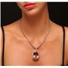 Image 1 : 14KT Rose Gold 48.30ct GIA Certified Morganite and Diamond Pendant With Chain