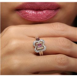 18KT Two-Tone Gold 1.05ctw Pink Sapphire and Diamond Ring