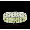 Image 4 : 14KT White Gold 40.51ctw Peridot and Diamond Bracelet