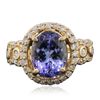 Image 1 : 14KT Yellow Gold 3.43ct Tanzanite and Diamond Ring