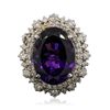 Image 3 : 14KT White Gold 11.11ct Amethyst and Diamond Ring