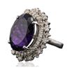 Image 4 : 14KT White Gold 11.11ct Amethyst and Diamond Ring