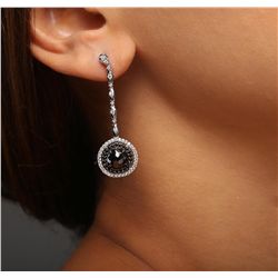 18KT White Gold 5.87ctw Black Diamond Earrings