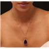 Image 2 : 14KT Yellow Gold 17.06ct Ruby and Diamond Pendant With Chain