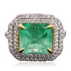 Image 3 : 14KT Two-Tone Gold 5.25ct Emerald and Diamond Ring