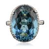 Image 3 : 14KT White Gold 14.83ct Topaz and Diamond Ring
