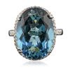 Image 3 : 14KT White Gold 14.83ct Topaz and Diamond Ring