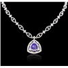 Image 3 : 18KT White Gold 5.31ct Tanzanite and Diamond Necklace