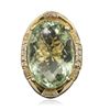 Image 3 : 14KT Yellow Gold 27.45ct Green Quartz and Diamond Ring