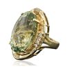 Image 4 : 14KT Yellow Gold 27.45ct Green Quartz and Diamond Ring