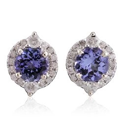 14KT White Gold 2.38ctw Tanzanite and Diamond Earrings