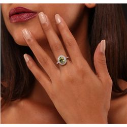 14KT Yellow Gold 1.81ct Peridot and Diamond Ring