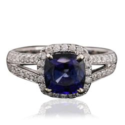 14KT White Gold 2.60ct Sapphire and Diamond Ring