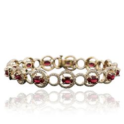 14KT Yellow Gold 6.24ctw Ruby and Diamond Bracelet