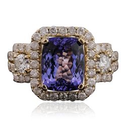 14KT Yellow Gold 3.32ct Tanzanite and Diamond Ring