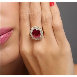 14KT Yellow Gold 8.16ct Ruby and Diamond Ring