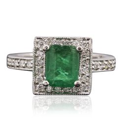 14KT White Gold 0.25ct Emerald and Diamond Ring