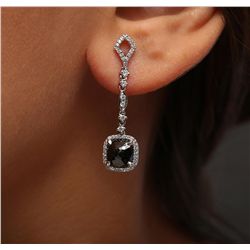 14KT White Gold 3.92ctw Black Diamond Earrings