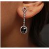 Image 1 : 14KT White Gold 3.92ctw Black Diamond Earrings