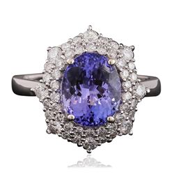 14KT White Gold 3.49ct Tanzanite and Diamond Ring