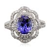 Image 1 : 14KT White Gold 2.62ct Tanzanite and Diamond Ring