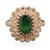 Image 3 : 14KT Rose Gold 2.98ct Emerald and Diamond Ring