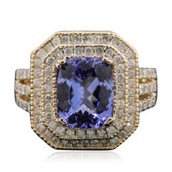 14KT Yellow Gold 3.52ct Tanzanite and Diamond Ring