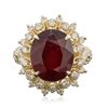 Image 3 : 14KT Yellow Gold 10.13ct Ruby and Diamond Ring