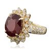 Image 4 : 14KT Yellow Gold 10.13ct Ruby and Diamond Ring