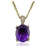 Image 3 : 14KT Yellow Gold 4.84ct Amethyst and Diamond Pendant With Chain