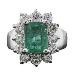 14KT White Gold 2.22ct Emerald and Diamond Ring