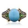 Image 1 : 10KT Yellow Gold 2.07ct Turquoise, Tsavorite and Diamond Ring