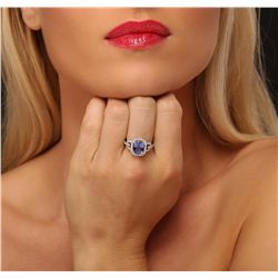 14KT White Gold 2.04ct Tanzanite and Diamond Ring