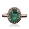 Image 1 : 14KT Rose Gold 1.74ct Emerald and Diamond Ring