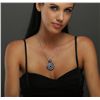 Image 1 : 14KT White Gold 21.53ctw Sapphire and Diamond Pendant With Chain