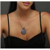 Image 2 : 14KT White Gold 21.53ctw Sapphire and Diamond Pendant With Chain