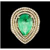 Image 3 : 14KT Yellow Gold GIA Certified 7.70ct Emerald and Diamond Ring