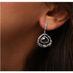 18KT White Gold 5.65ctw Black Diamond Earrings