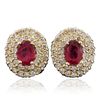 Image 3 : 14KT Yellow Gold 2.07ctw Ruby and Diamond Earrings